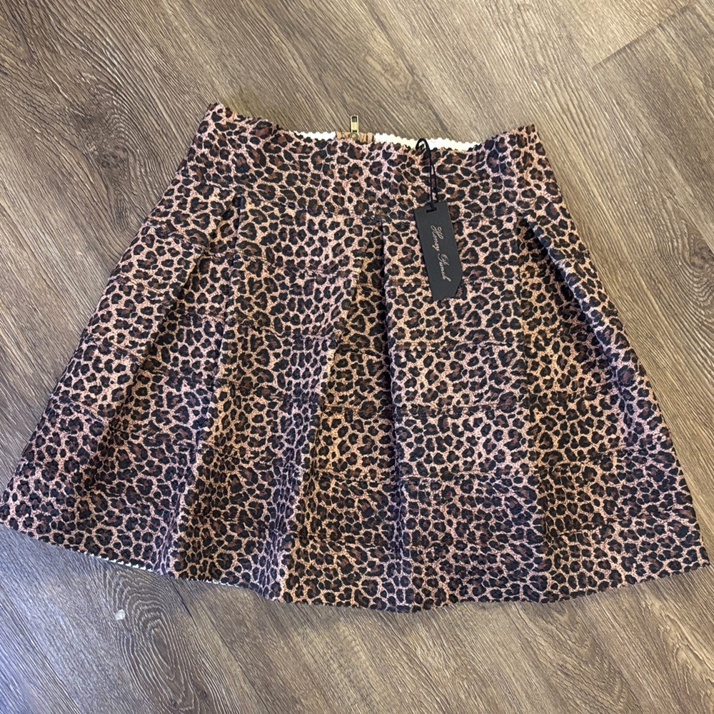 Honey Punch Animal Print Skater Skirt